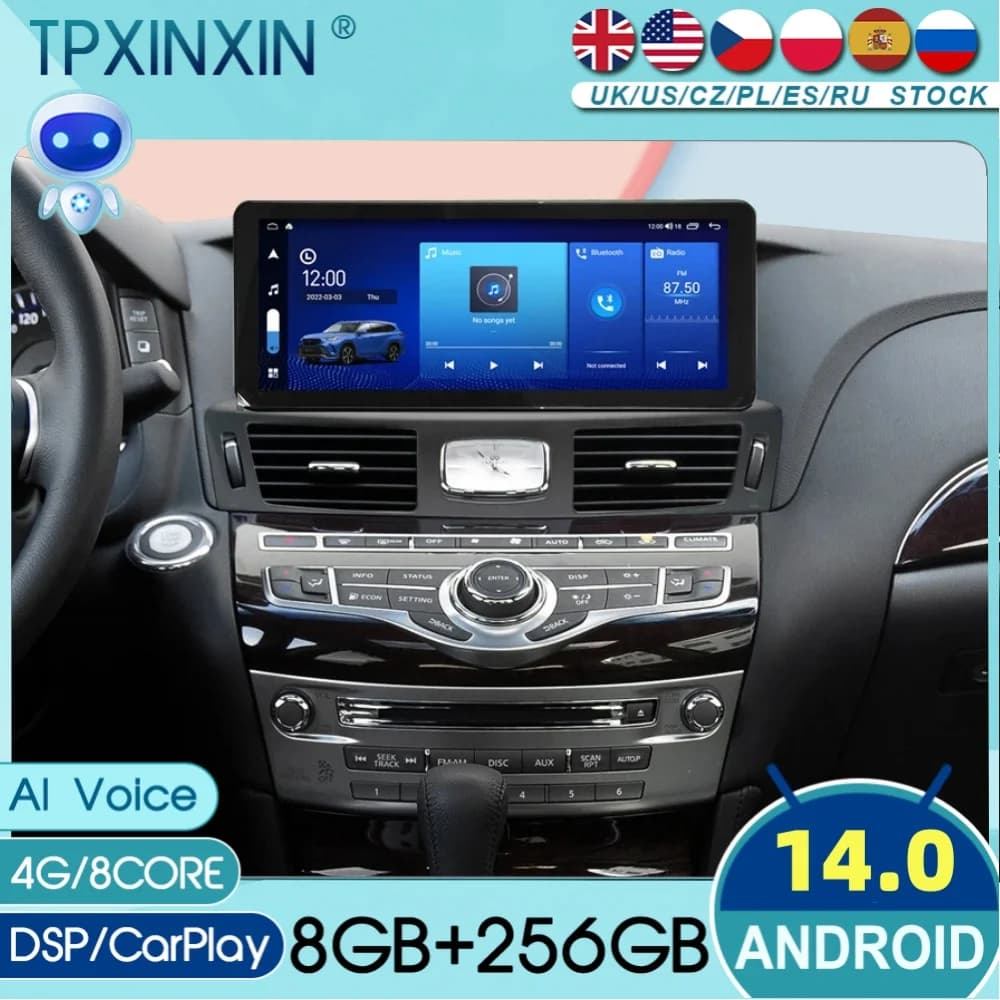 Android For Infiniti M25 M37 M56 Q70 2013~2019 Car Radio Stereo Automotive Multimedia Player GPS Navigation AC Panel Head Unit