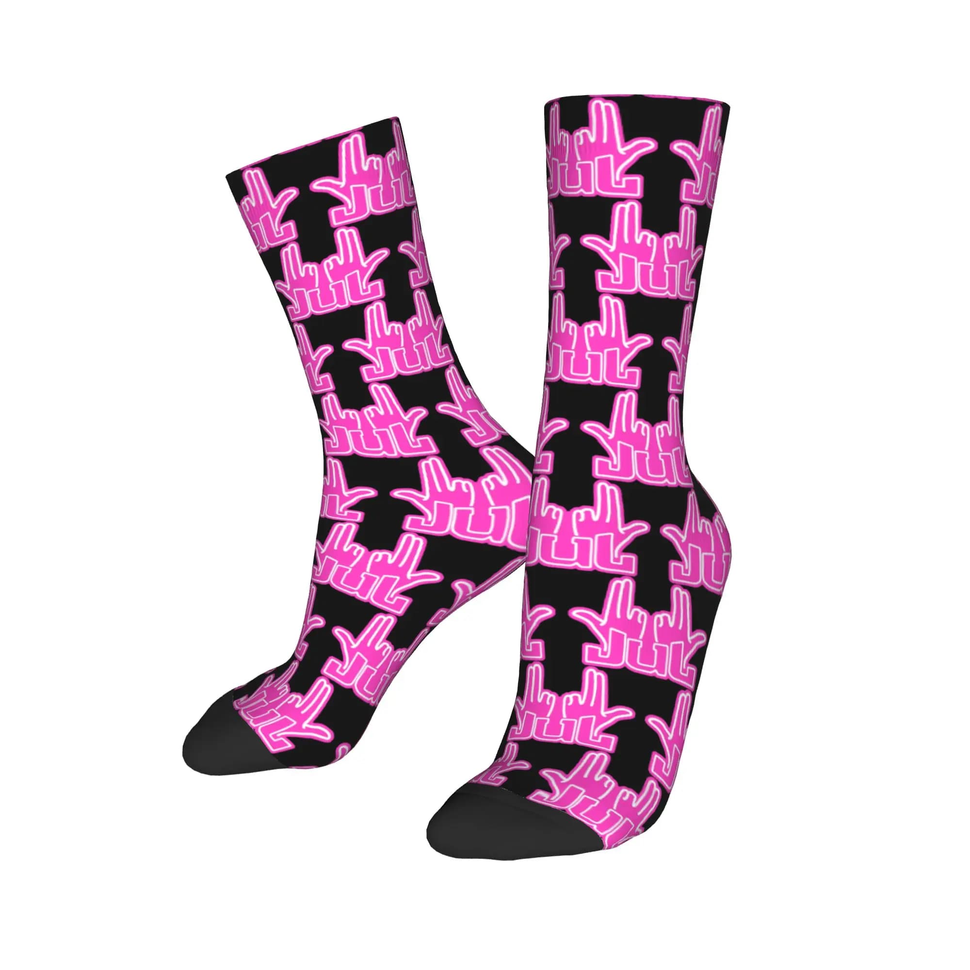 Adults Men Socks LOVE JUL PINK France Rapper (1) Stockings Non Slip Breathable Socks Winter Trendy Pattern Climbing Socks