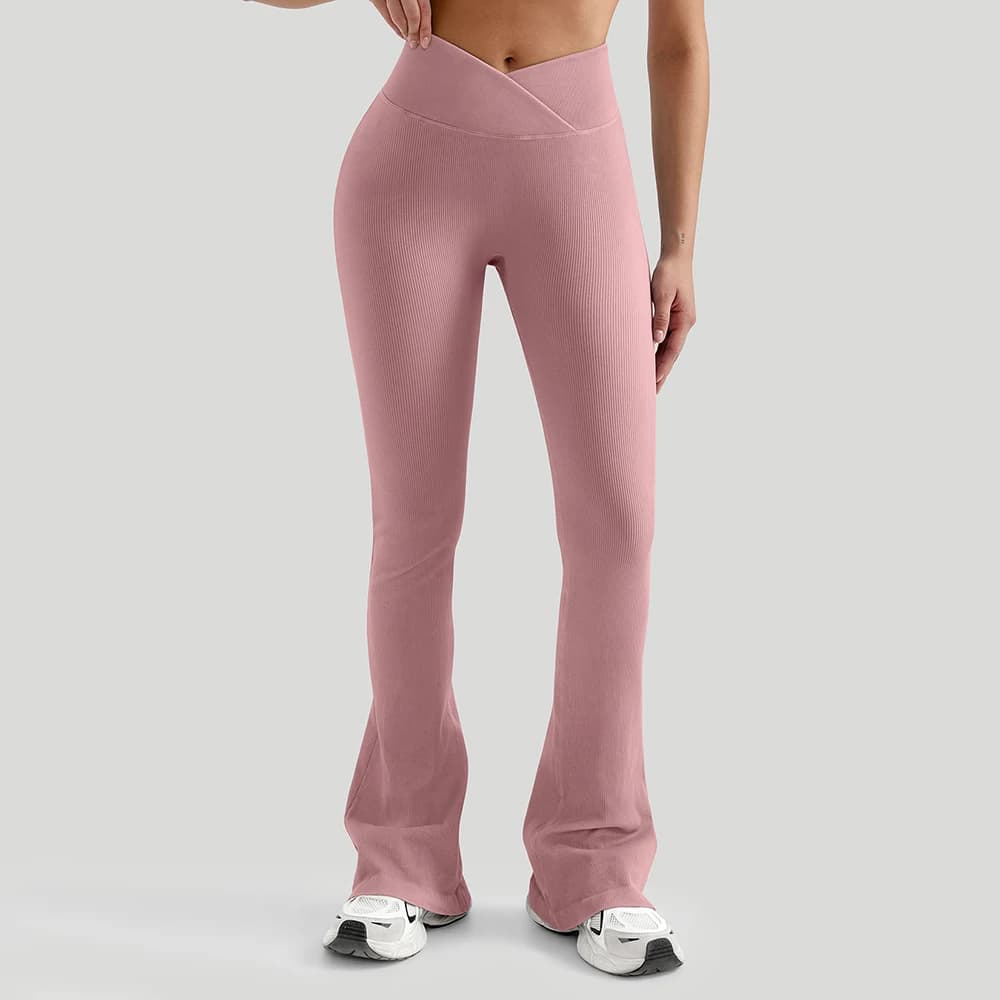 Pantaloni Yoga a Vita a V con Gamba Larga, Leggings Svasati da Donna a Vita Alta, Pantaloni Sportivi da Palestra e Fitness, Pantaloni da Danza Femminili