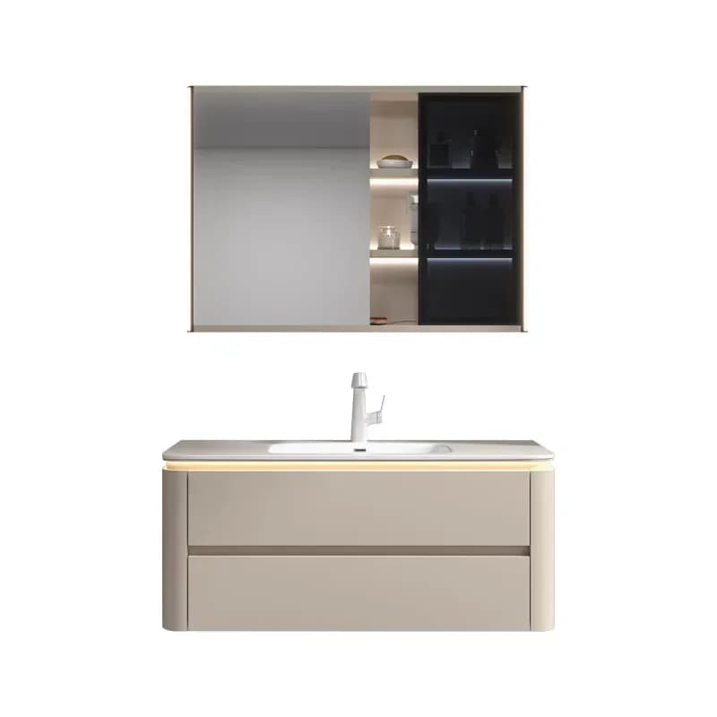 Armadietto a specchio Mostra bagno di lusso Lavabo integrato in ceramica semplice intelligente Vanity da bagno Vestidores Mobili postmoderni