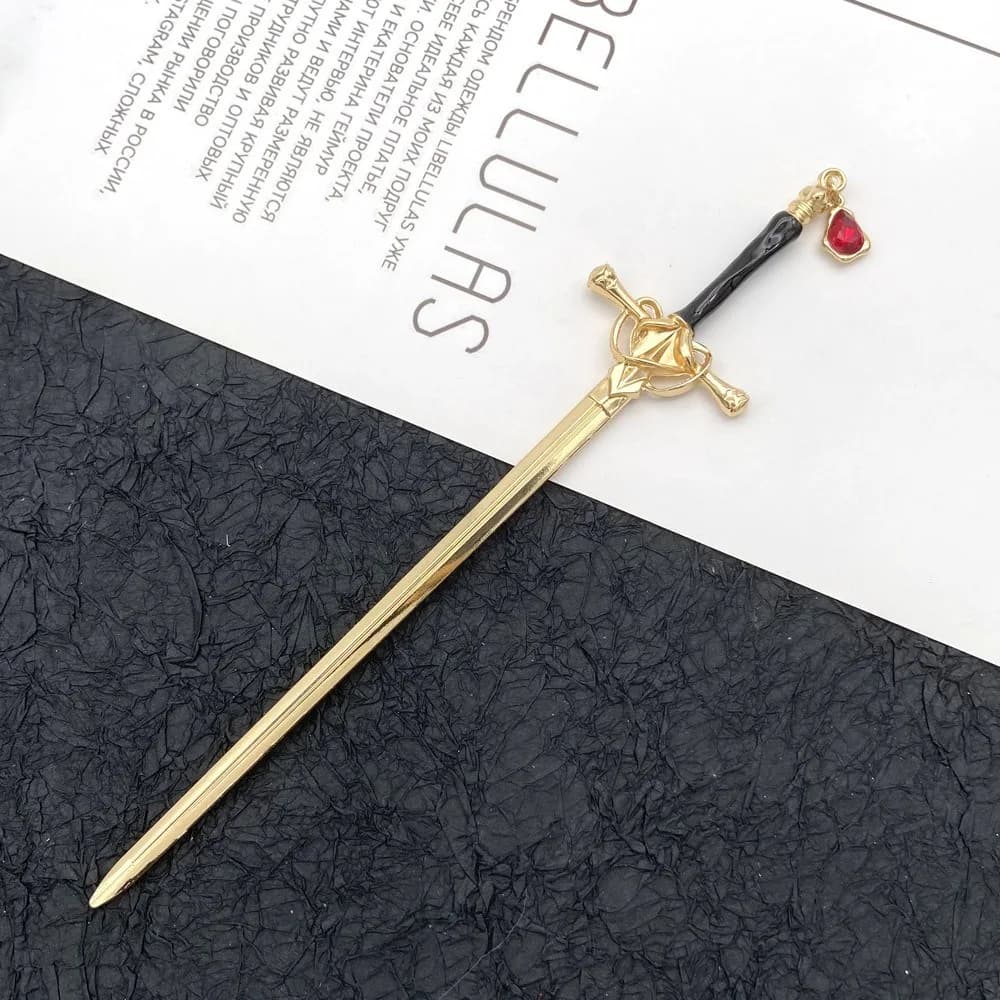 Fashion Chinese Hairpin Internet Celebrity Temperament Ancient Style Hairpin Ruby Pendant Vintage Simplicity Modern Hair Sticks