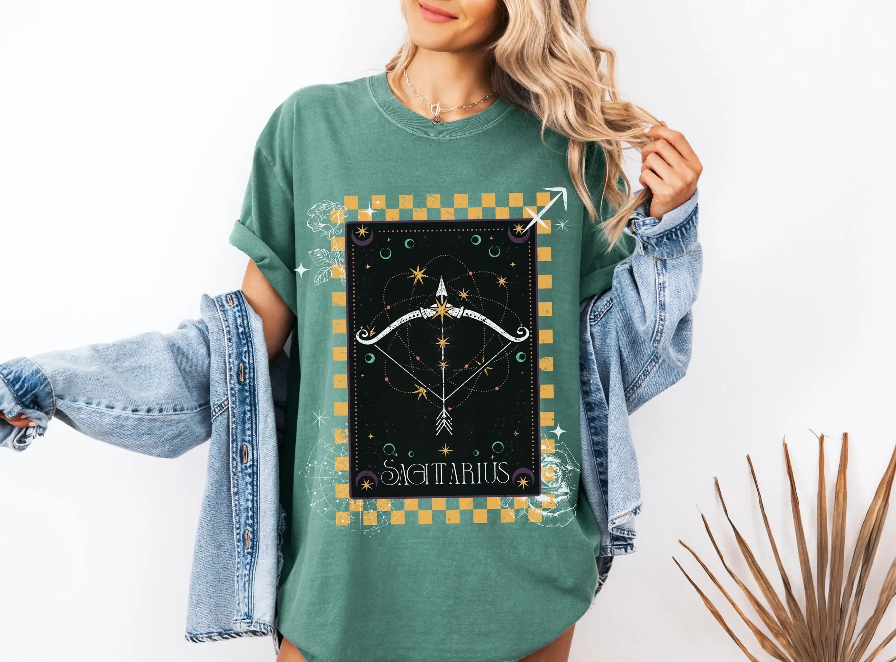 Sagittario Zodiaco T Shirt Comfort Colori Astrologia Oroscopo Stella Segno Sole Tarocchi Carta Arte Compleanno