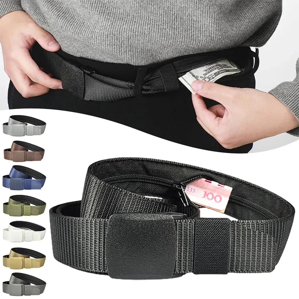 Viaggio Escursionismo Campeggio Cintura per soldi nascosta Portafoglio Cintura tattica Borsa da uomo multifunzionale in nylon intrecciato per esterni