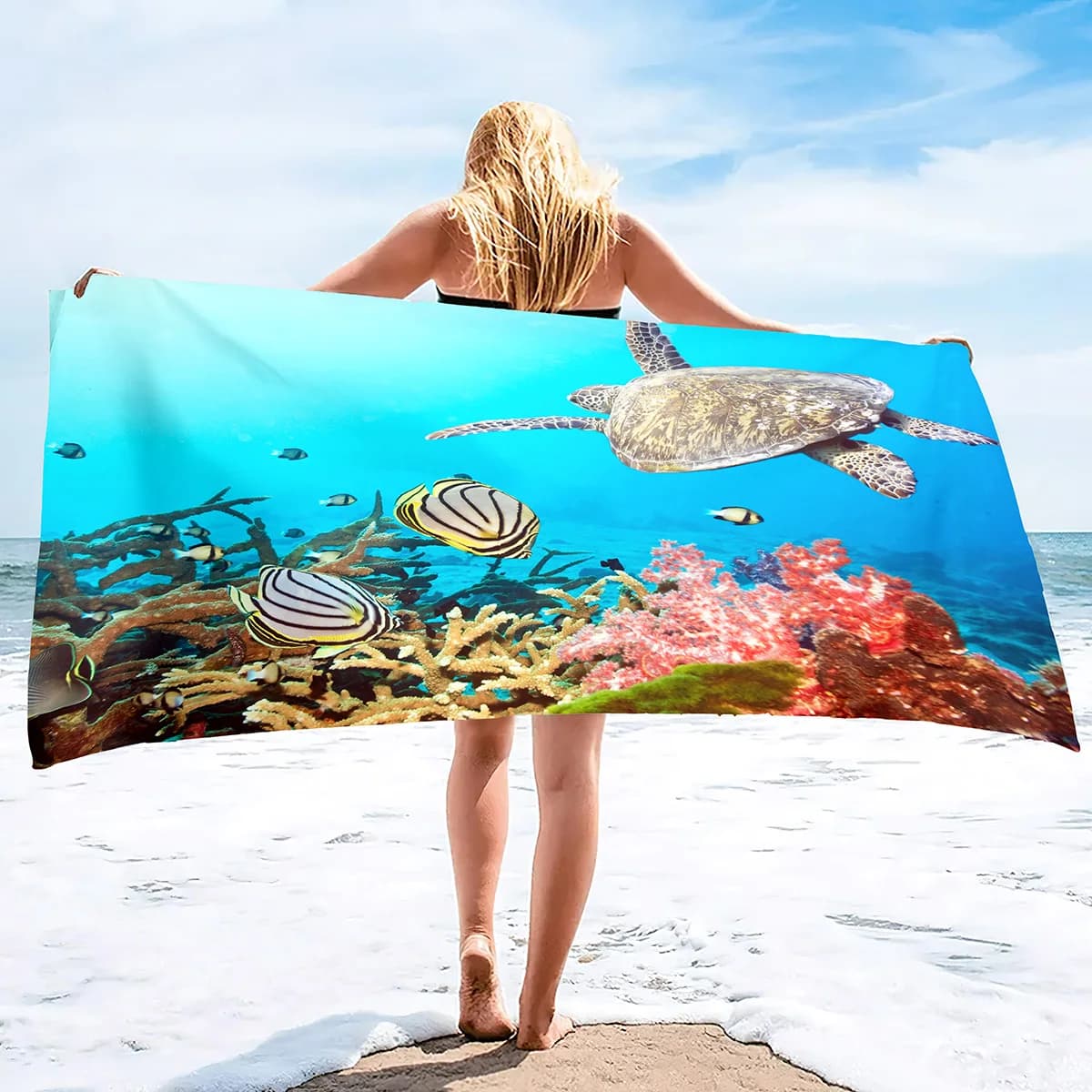 Asciugamani da spiaggia oversize per adulti asciugamani da spiaggia per tartarughe marine senza sabbia asciugamani da bagno grandi ad asciugatura rapida asciugamano da viaggio leggero in microfibra