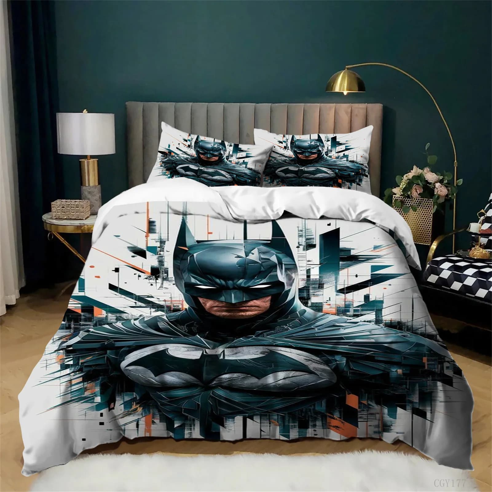 Set di Biancheria da Letto Ba-t-man, Set Copripiumino Ultra Morbido 3 Pezzi per Tutte le Stagioni, Set Piumino Leggero (1 Copripiumino + 2 Federe)