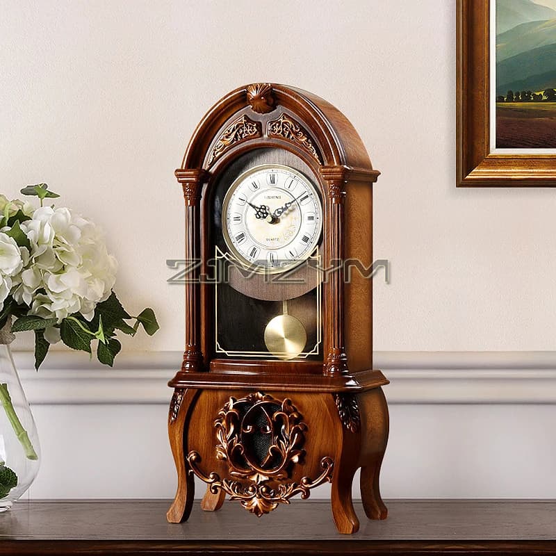 Orologio da tavolo a pendolo Orologio da scrivania in legno con pendolo - Orologio a pendolo in legno Orologi decorativi a batteria per soggiorno