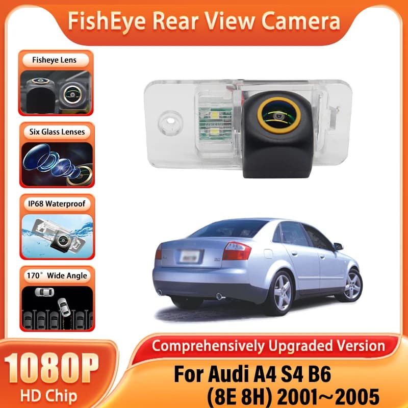 Per Audi A4 S4 B6 (8E 8H) 2001~2005 B7 (8E 8H) 2005~2008 Luce targa 170 gradi HD CCD 1080x720P Telecamera posteriore