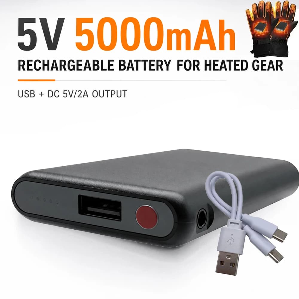 5V 5000mAh Heated Gloves Battery Power Bank Mobile power Rechargeable For Heating Vest, Heating Socks,Winter outdoor Batteries