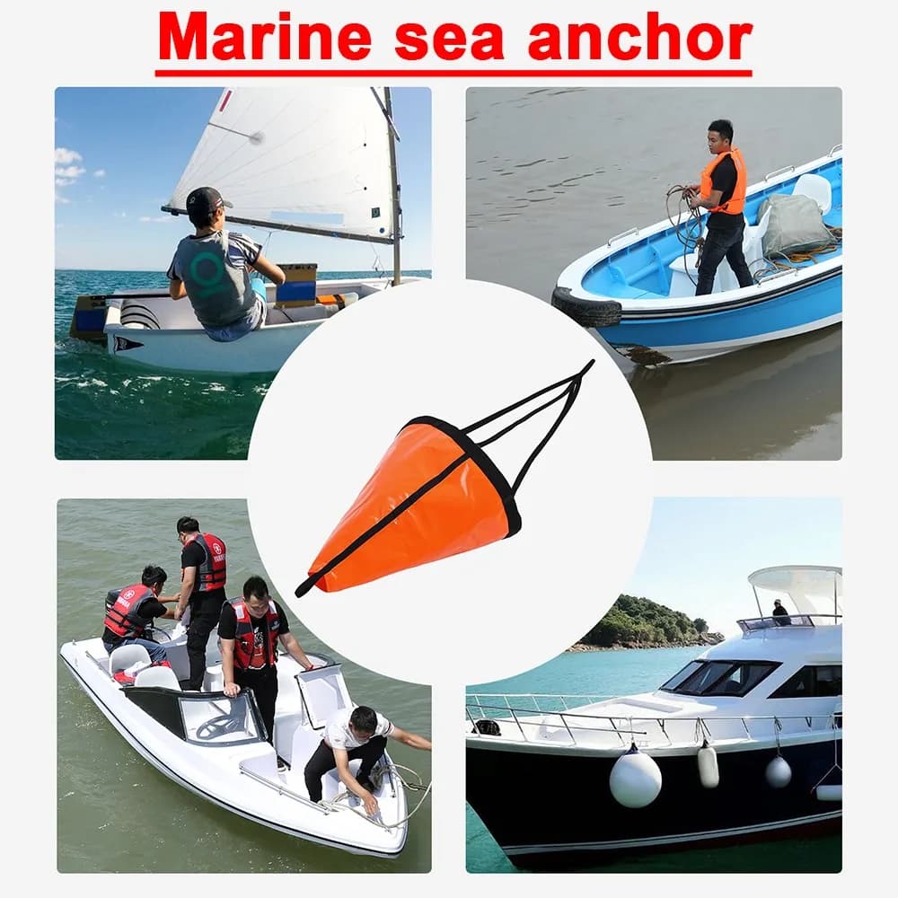 24/32/42 '' Sea Drogue Anchor Galleggiante Marine Kayak Drift Barca a remi Freno da pesca Barca di salvataggio Ancoraggio Yacht Corda di trazione Boa palla