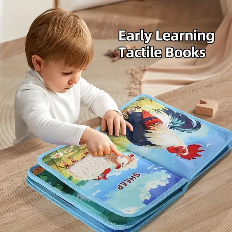 Libro interattivo per il tocco degli animali per il libro di fiabe in stoffa per puzzle per l'apprendimento precoce del bambino con regalo di giocattoli per lo sviluppo sensoriale della scimmia tigre