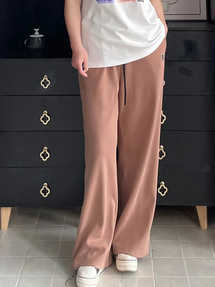 Pantaloni Larghi da Donna Taglie Forti a Vita Alta, Gamba Larga, con Elastico in Vita, Casual, Lunghi, che Nascondono le Forme, Comodi in Cotone
