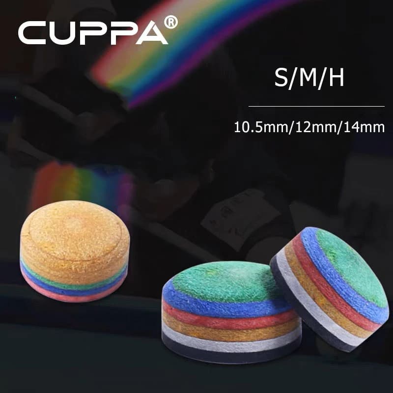 CUPPA Professional Billiard Pool Cue Tip Snooker accessorio Rainbow Tips 6 strati di pelle di cinghiale 10.5mm 12mm 14mm S M H durezza