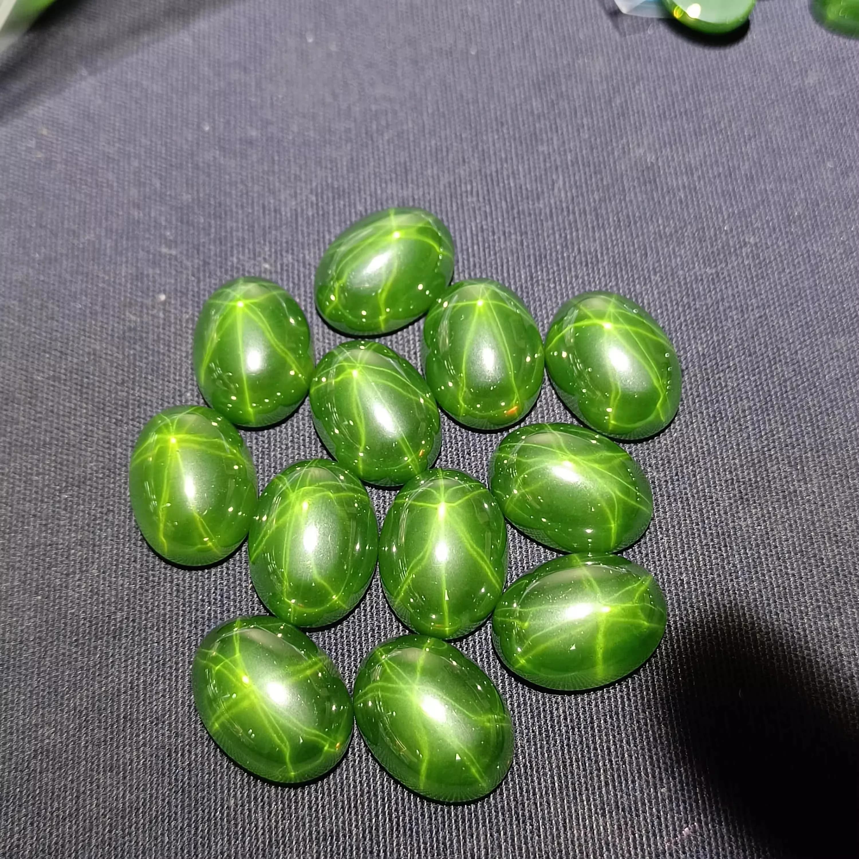 Cabochon verde starlight da 20 mm, anello grande, pietra preziosa, faccia d'uovo, uomo e donna, pietra principale 18x25 mm