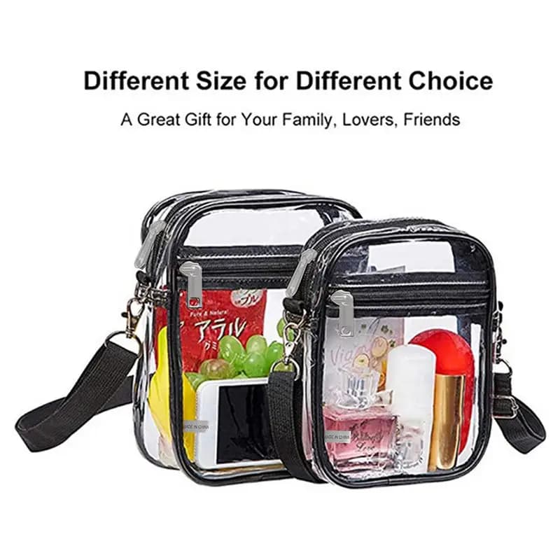 Borsa a tracolla a spalla trasparente in PVC da donna Borse trasparenti impermeabili alla moda Borsa a tracolla sportiva con cerniera Borse incrociate