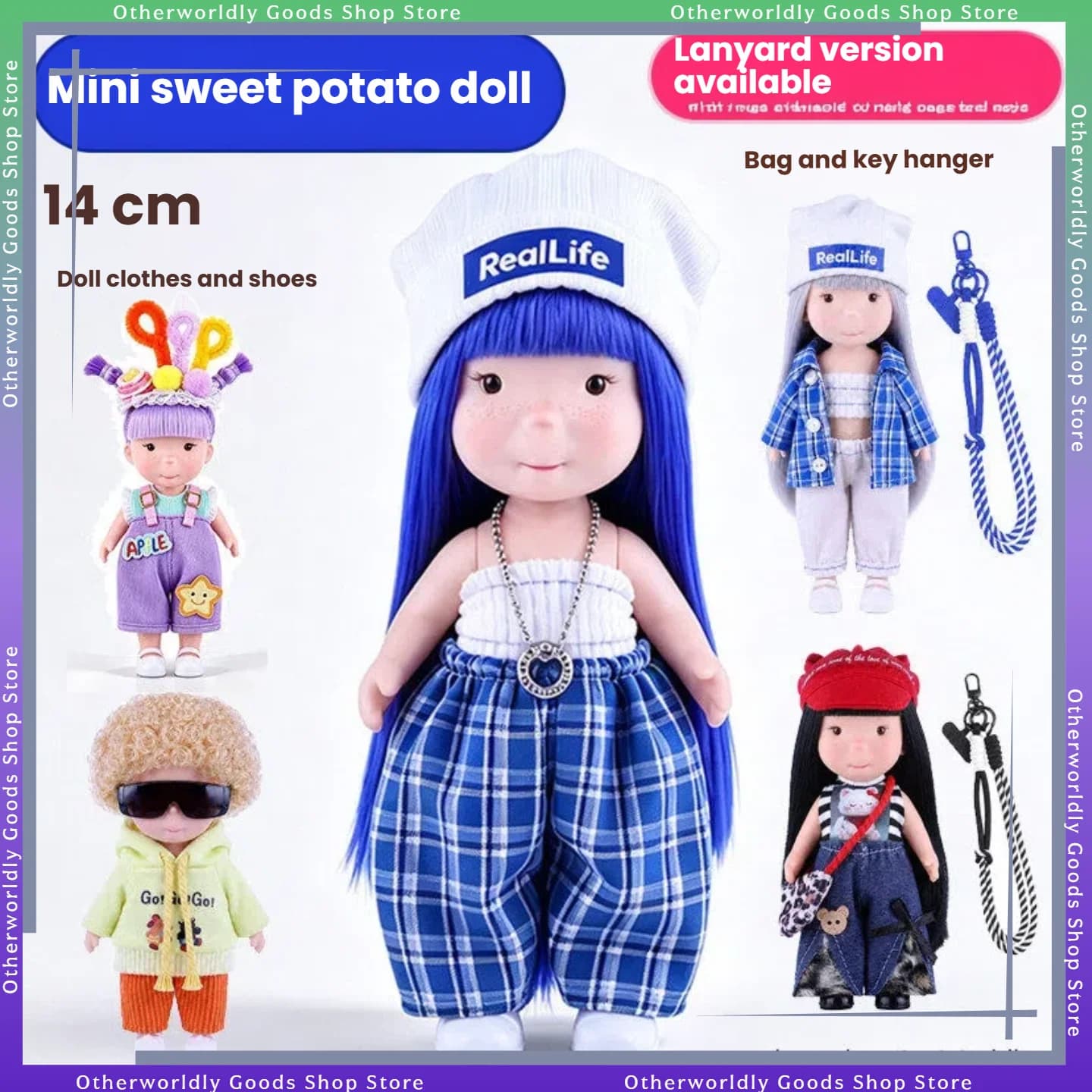 In Stock Mia Potato Sweet Potato Doll 14cm Dress‑Up Doll with Matching Clothes Bag Pendant Key Hanger Collectible Anime Toy Gift