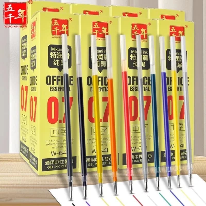 WQN-20pz Ricariche per Penna Gel 0.7mm Inchiostro Nero, Forniture Scolastiche, Ricariche per Penne, Penna per Firma da Ufficio, Cancelleria per Scrittura