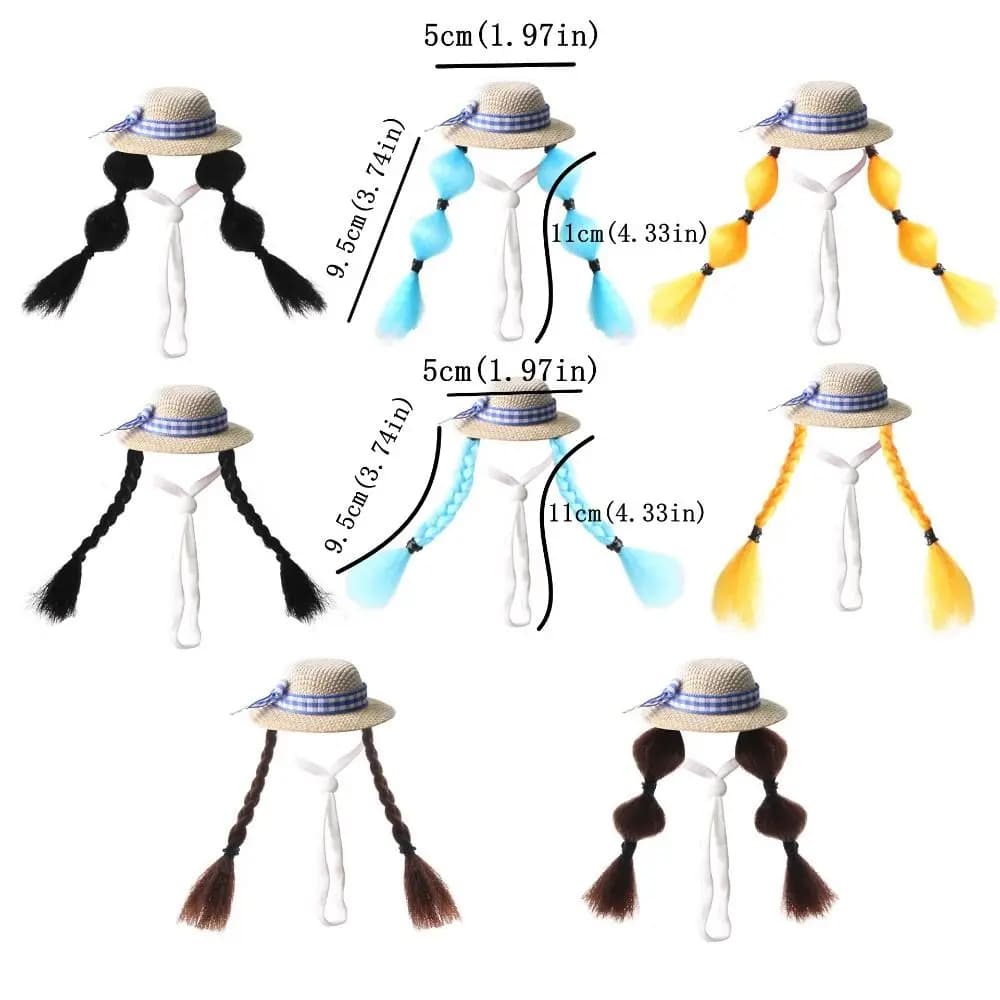 Cappello da Sole Divertente per Pappagalli, Regolabile e Traspirante, con Doppie Trecce e Cinturino Elastico, Leggero, per Feste