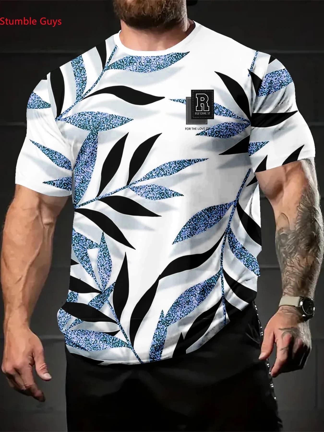 Men's Fashion Short Sleeve Street T-Shirt Summer Casual Quick Dry Breathable Printed Jersey Sportswear