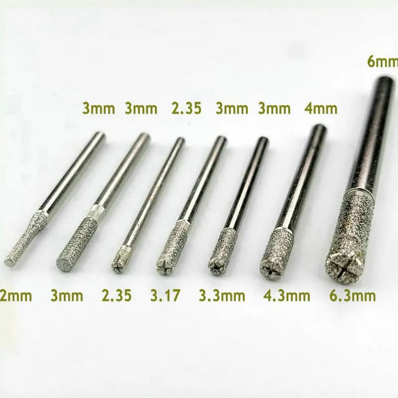 2-6mm CNC Diamond Burr Set Milling Cutter Rotary Head Drilling Router Bit Punch Engraving Needle Profile Grinding Tool for Drill
