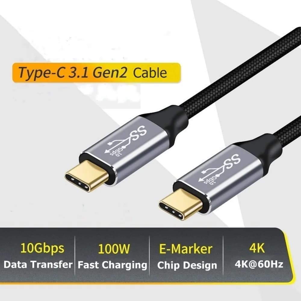 Cavo USB C 3.1 Gen 2 Trasferimento dati 10 Gbps, cavo monitor uscita video 4K Cavo di ricarica rapida PD da 100 W per iPhone 15Pro/15ProMax/