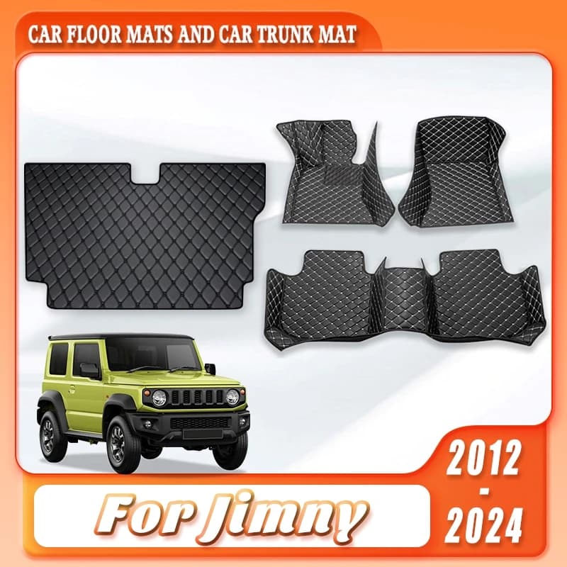 Tappetini Auto Durevoli e Rivestimento Bagagliaio per Suzuki Jimny 2012-2024, Facili da Pulire, con Cuciture a Diamante, Accessori Automobilistici