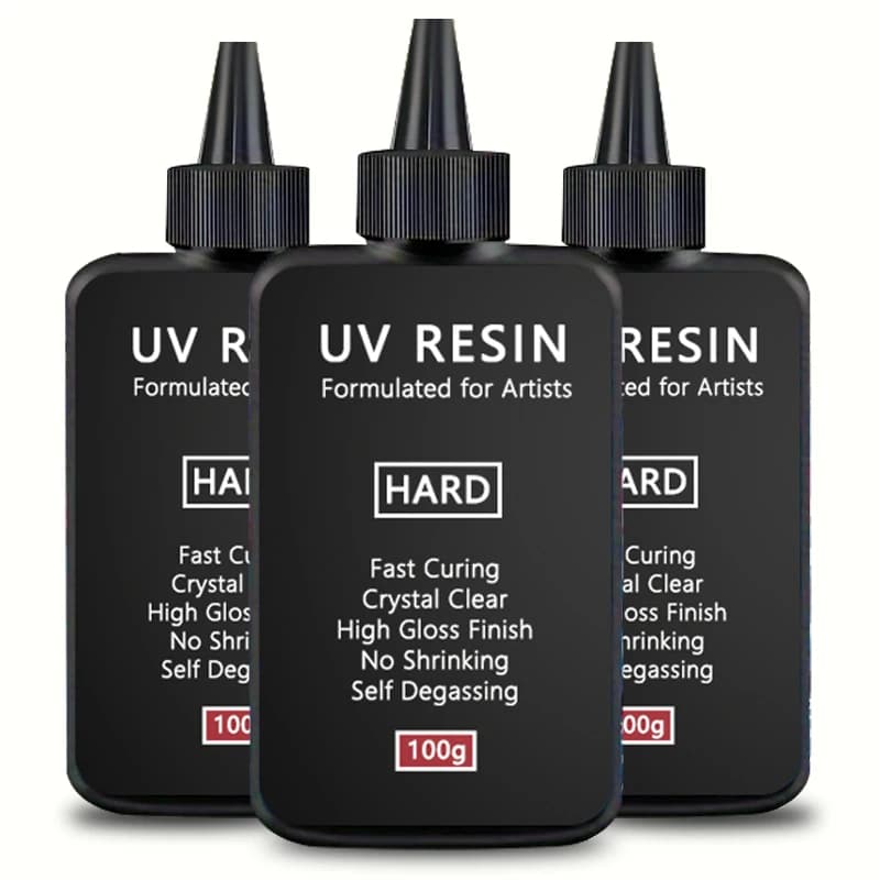 UV Resin 100-300g/Random Molds 5pc - Upgraded Hard Type Crystal Clear Ultraviolet Curing UV Epoxy Resin for Craft Jewelry Making