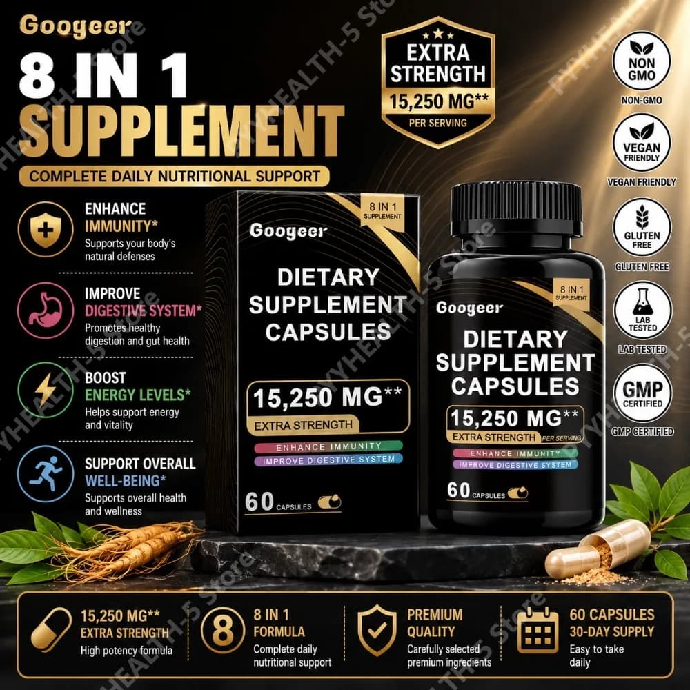 Capsule di Integratore Alimentare Googeer, Vitamina C con Glicerina e Sodio, 15.250 Mg per Porzione, 60 Capsule, Supporta la Salute Digestiva