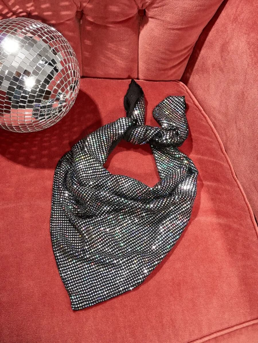Sciarpa scintillante con strass per donna, accessorio da festa