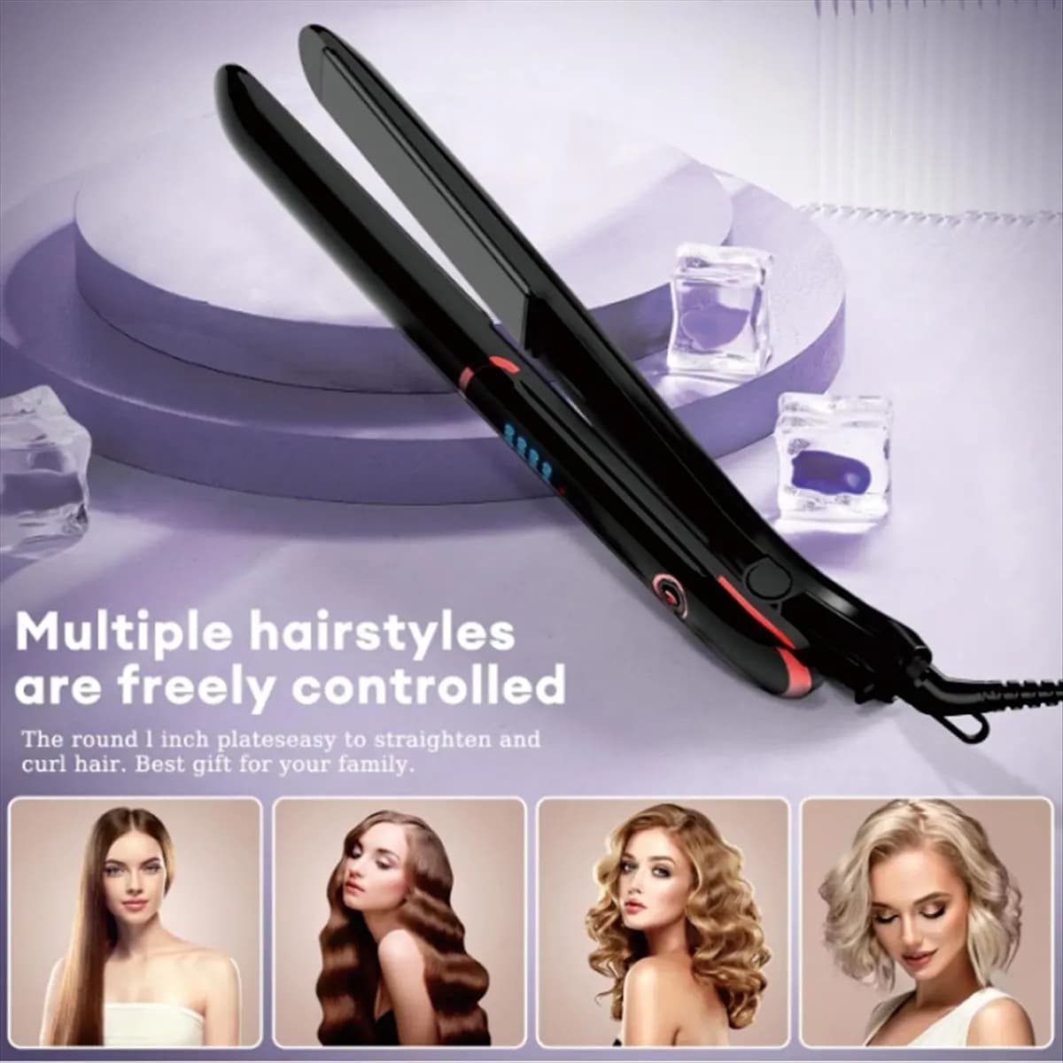 Professional iron plate hair plate, iron hair dryer, quick heating, ceramic coating, digital control, hair plate (EU)