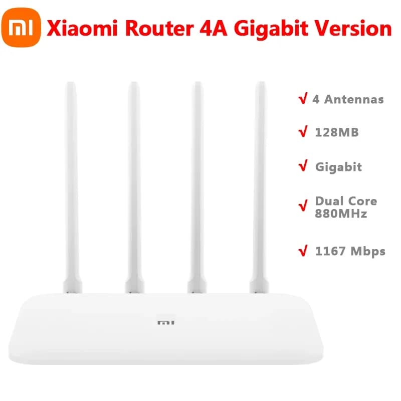 Xiaomi Router 4A Gigabit Versione Porte di rete 2.4/5 GHz 128MB Ripetitore Amplificatore di segnale esterno Mi Home APP Controllo parentale
