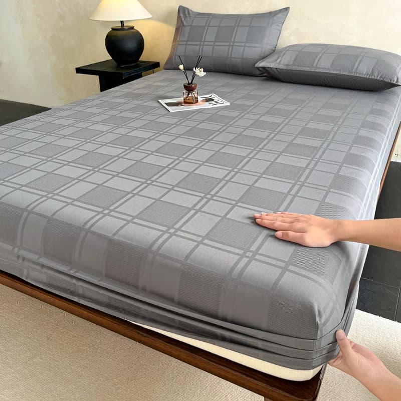 100%Cotton Jacquard Bed Sheet Sateen Cotton Sabana Para Cama Single/Queen/King Size Bed Sheet with Elastic Sabanas Matrimoniales