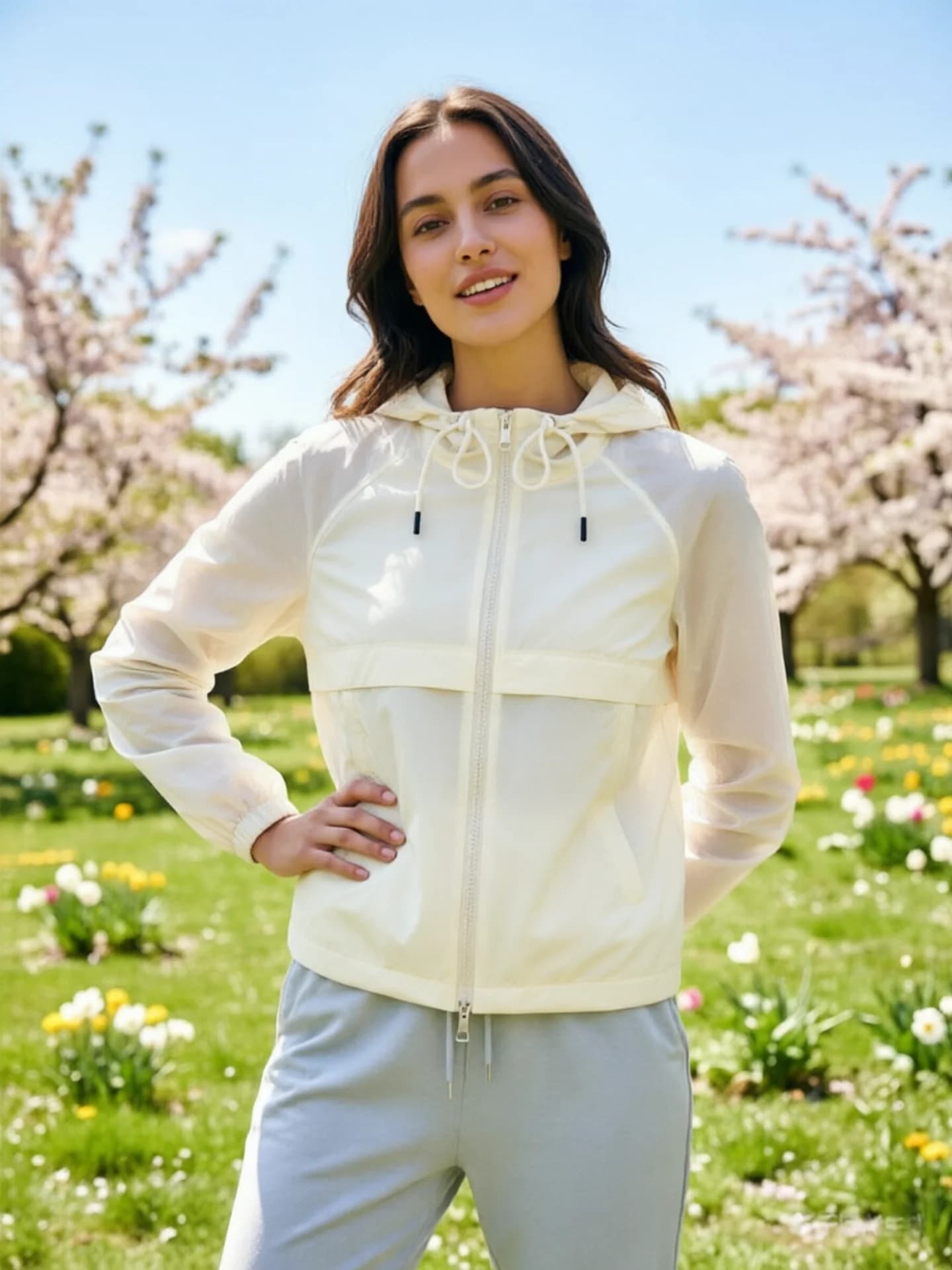 Giacca Protettiva Casual Americana con Cappuccio e Maniche Lunghe, Verde, Sottile, Primaverile, alla Moda per Donna