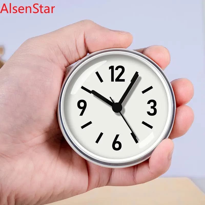 Mini Bathroom Sucker Clock Punch-free Anti-fog Waterproof Kitchen Bathroom Tile Desk Wall Adsorb Clock Watch Home Decoration
