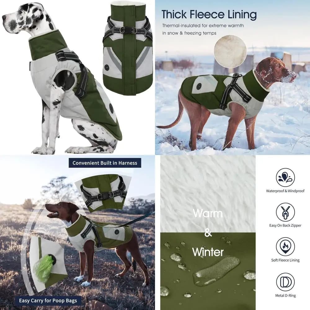 Cappotto per Cani Grande 4XL Impermeabile Riflettente con Imbracatura Integrata per Razze Grandi e Giganti, Ideale per l'Inverno e il Clima Freddo, Gr