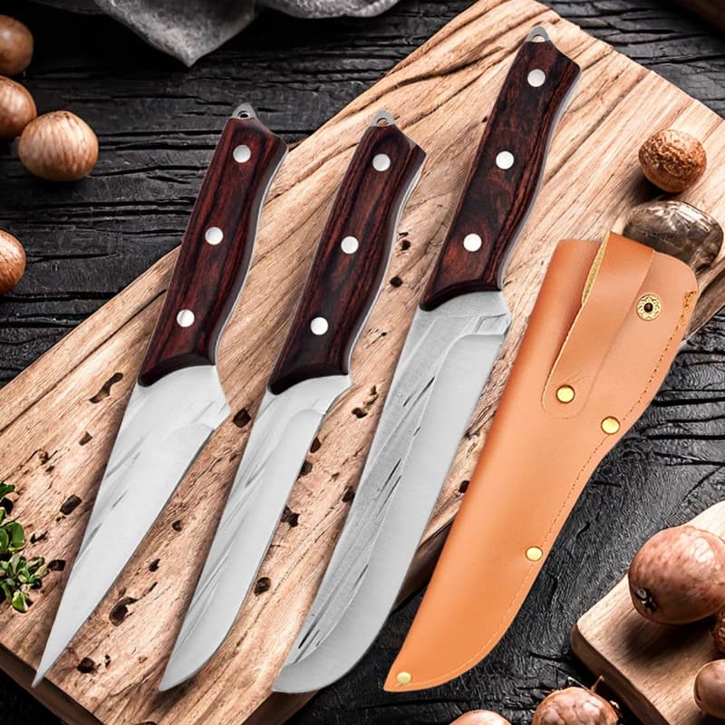 Kitchen knives forged knife hand-made mannaia for meat knife butcher knife with full wood handle Tang cutting tools for slice