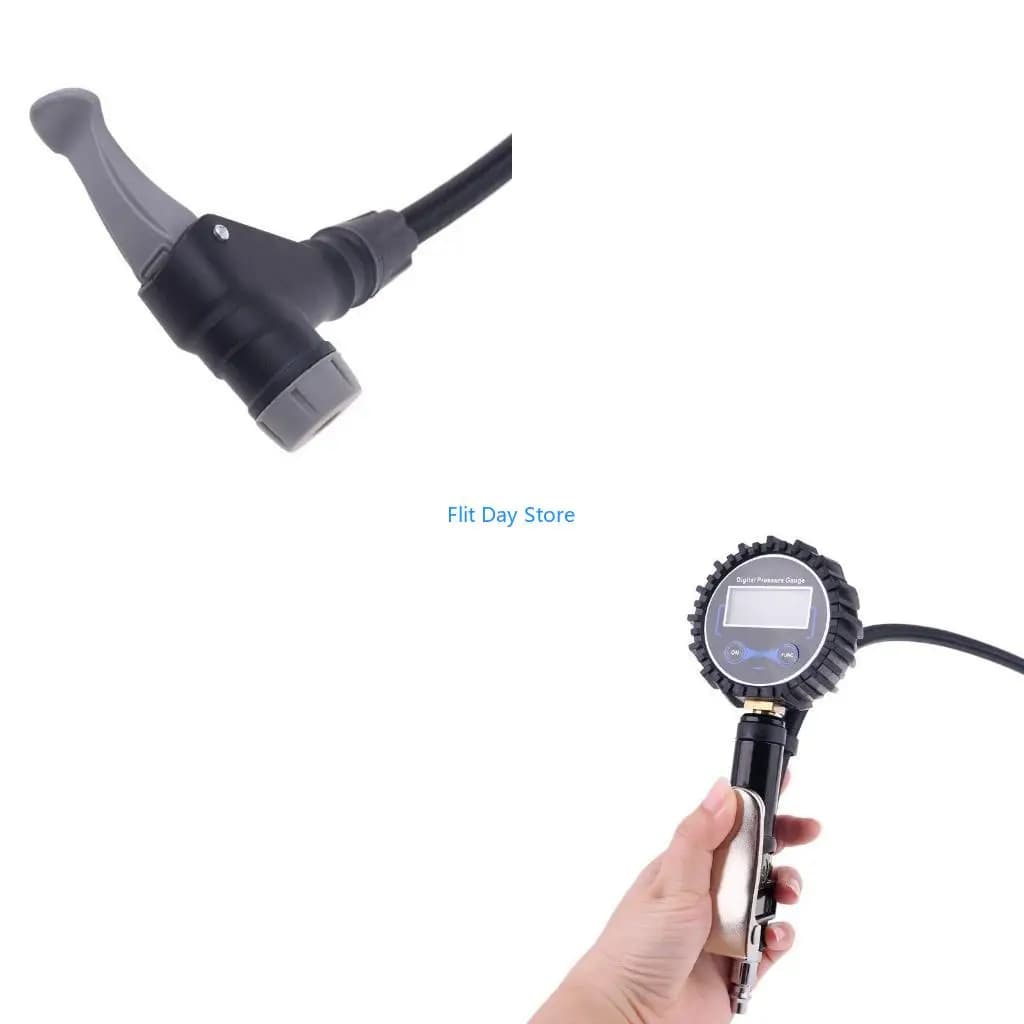 F92C Gonfiatore digitale per pneumatici con manometro 0-200 PSI per impieghi gravosi con blocco del tubo in gomma sul mandrino