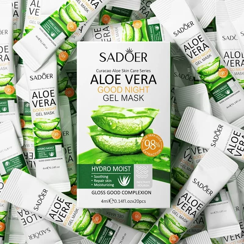 20 Pezzi Maschere Viso Notturne Sadoer all'Aloe Vera Idratanti Anti-Rughe Anti-Età Senza Risciacquo per la Cura della Pelle del Viso