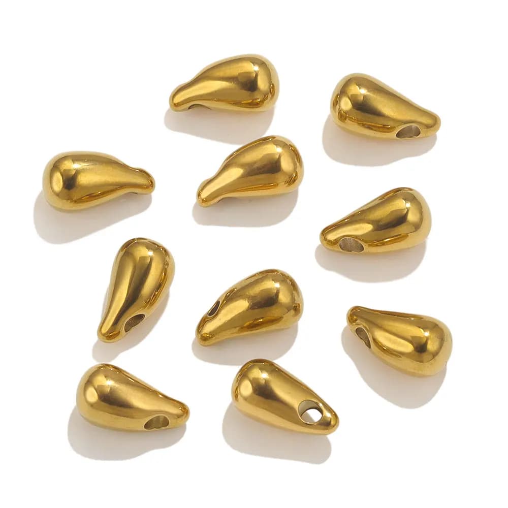 Ciondoli a goccia in acciaio inossidabile placcato oro da 10 pezzi per bracciali con orecchini che fanno forniture materiale per gioielli parti artigianali fascino di gioielli