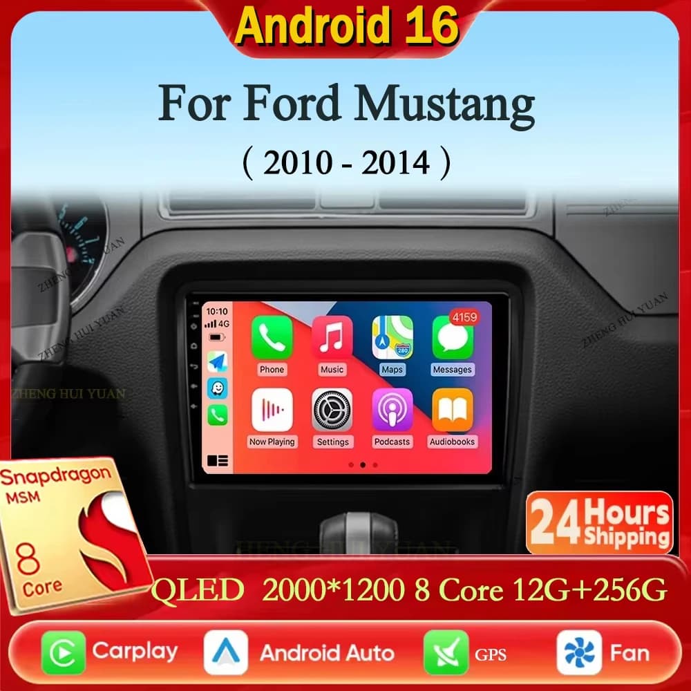 Android 16 Carplay Auto Car Radio For Ford Mustang 2010 2011 2012 2013 2014 Multimedia GPS Navi WIFI+4G Player Stereo 360 Camera