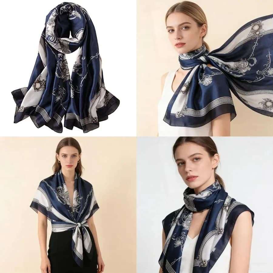Sciarpa di Seta Mulberry, Sciarpe alla Moda, Sciarpa Lunga Leggera, Foulard Avvolgente