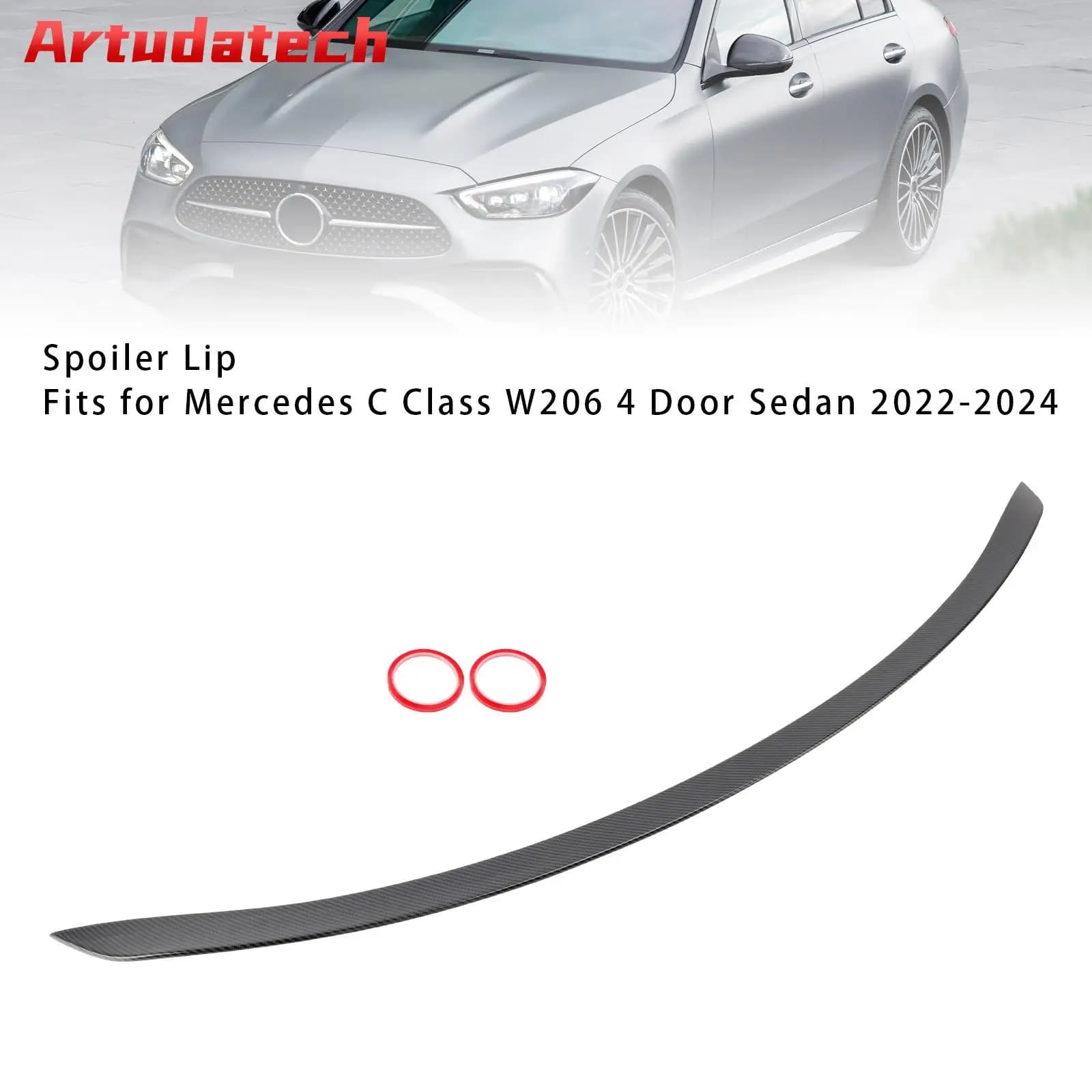 Artudatech In Fibra di Carbonio Look Boot Spoiler Posteriore Ala Per Mercedes Benz W206 C63 Stile 2022+ Accessori Auto 2023 2024