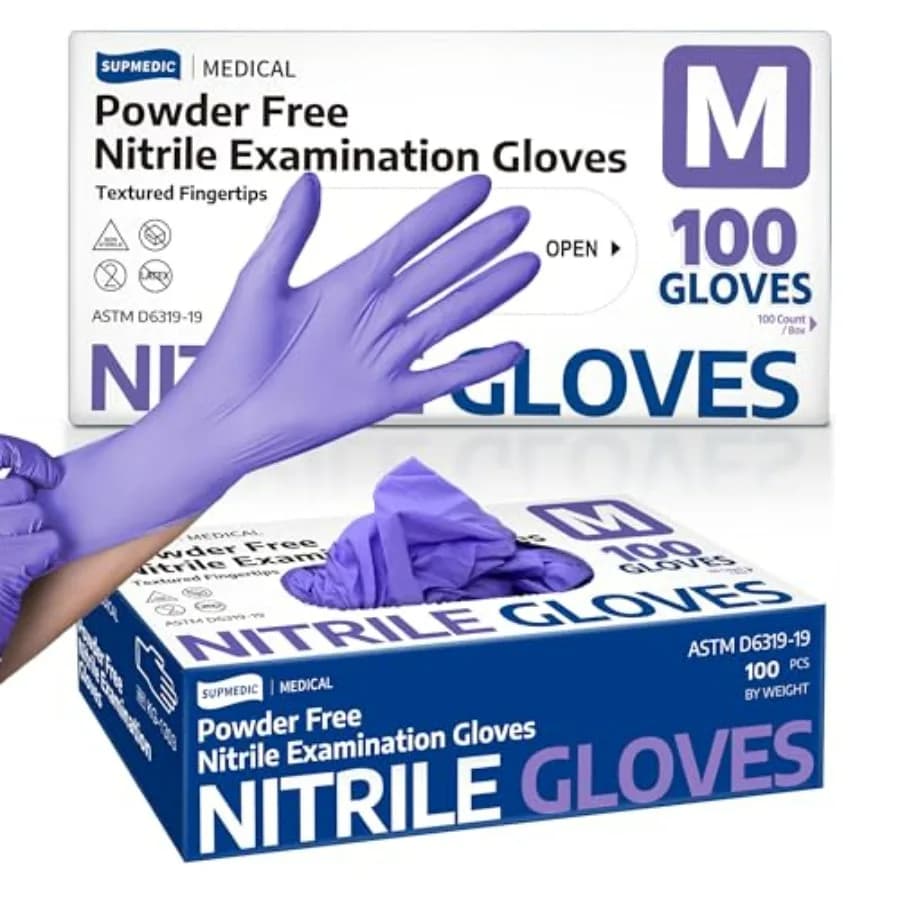 Supmedic Medical Soft Max ™ Guanti Monouso in Nitrile, 100 Pezzi Senza Lattice e Senza Polvere, Sicuri per Alimenti, Cucina, Pulizia, Laboratorio ed Esami