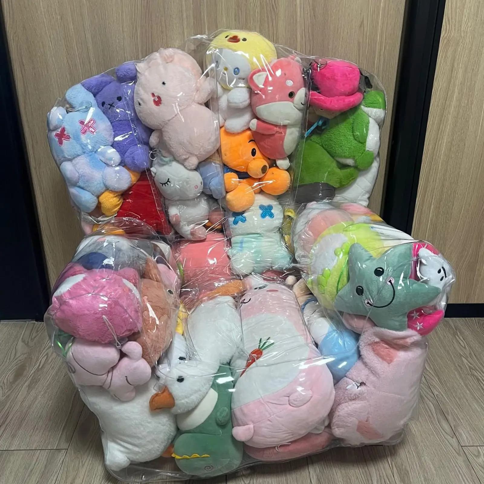 Sacchi portaoggetti trasparenti impermeabili con cerniera per giocattoli, peluche e cuscini, ideali per riporre oggetti in camera da letto, dormitorio o sul pavimento
