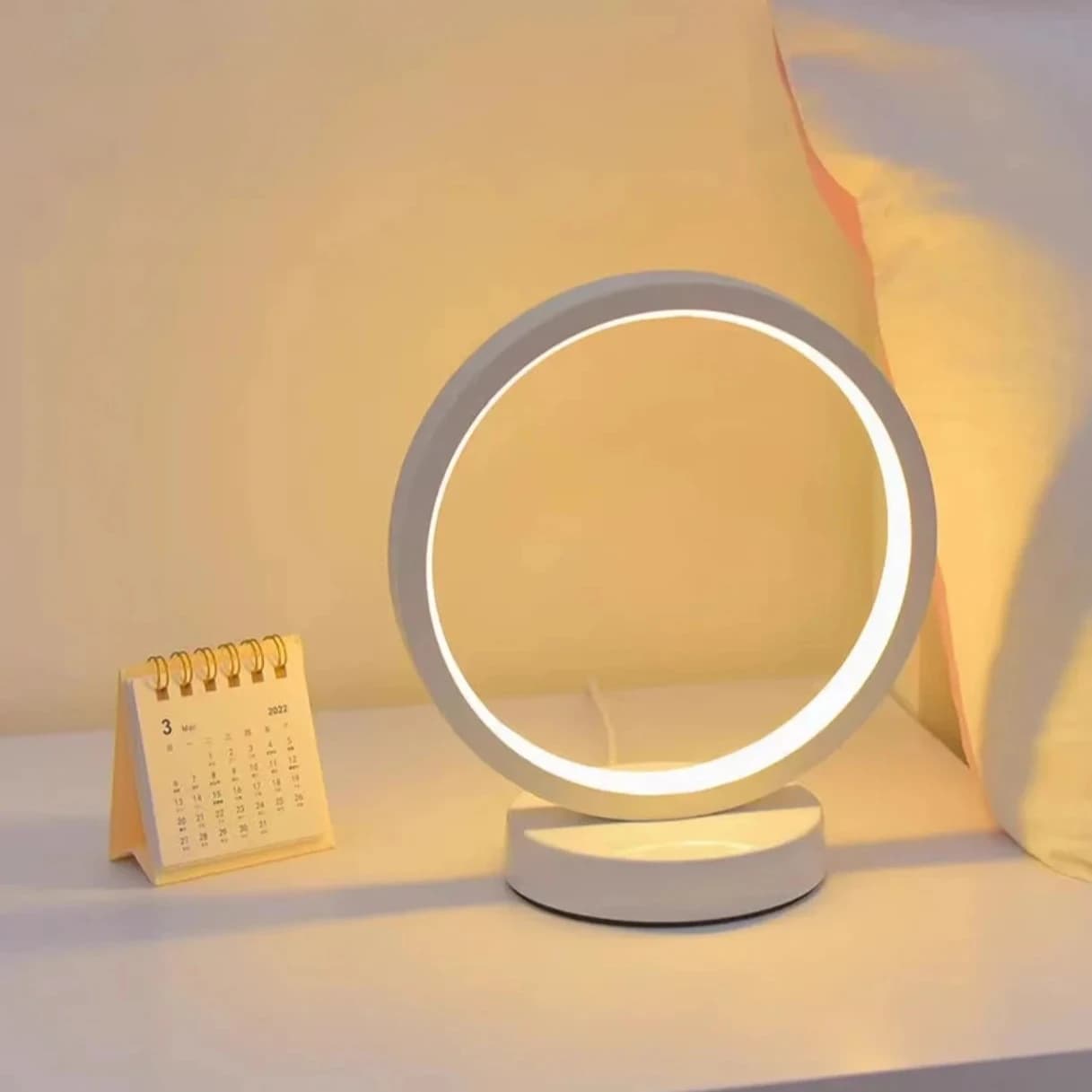 Lampada da Tavolo LED Circolare 20CM, Luce Notturna Dimmerabile per Camera da Letto, Soggiorno, Ristorante, Hotel, Decorazione Casa