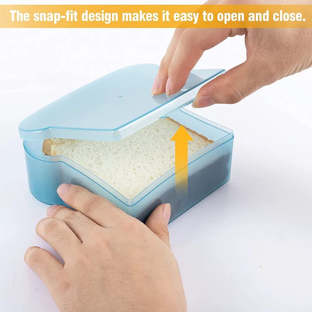 Set di 6 Contenitori per Sandwich a Forma di Toast, Scatole Riutilizzabili in PP a Prova di Perdite per Pranzo e Snack per Bambini, Portatili