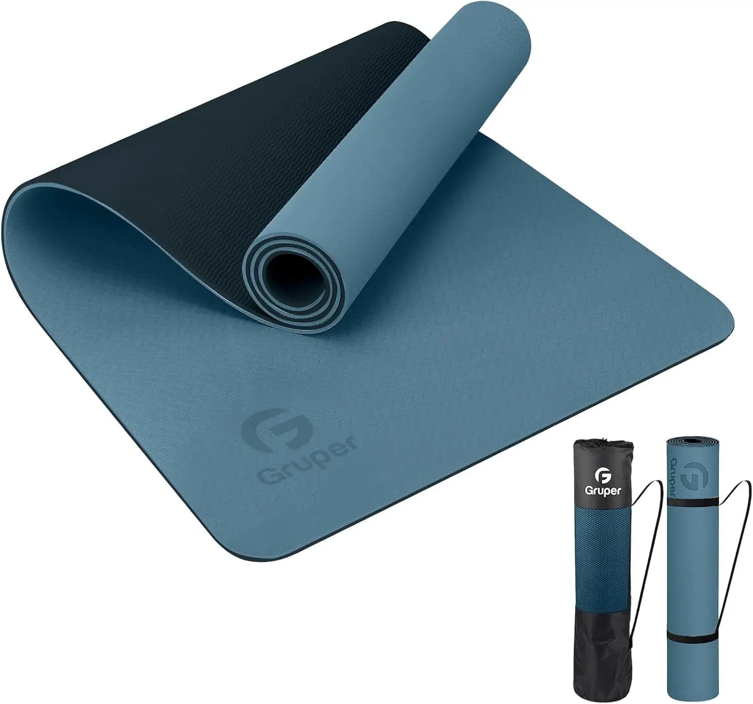 Tappetino Yoga Ecologico Antiscivolo con Cinghia di Trasporto, Ideale per Allenamenti a Casa ed Esercizi di Pilates