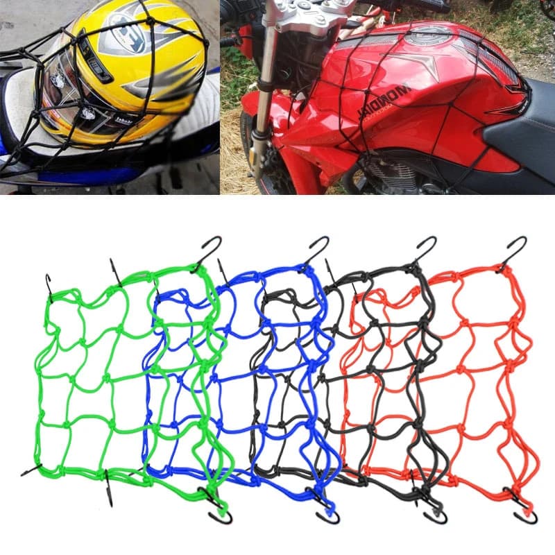 Rete per serbatoio carburante moto Reti per casco Decorazione Modifica Telaio posteriore Borsa per bagagli Cinghia Rete 30 * 30CM Accessori universali