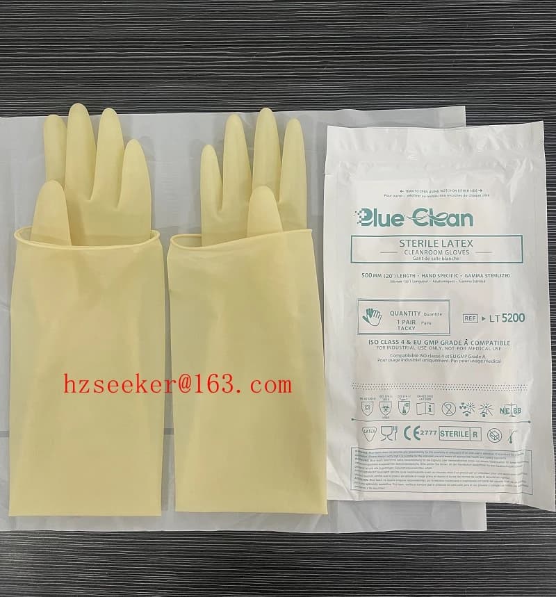 Blue Clean LT5200 (1 paio) Guanto in lattice per camere bianche da 20 pollici Classe ISO 4 e EU GMP Grado A Compatibile per lunghezza industriale 500 mm