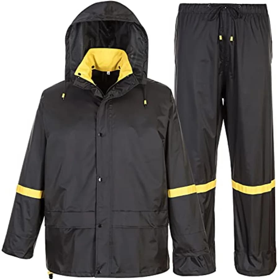 Completi antipioggia classici da uomo, abbigliamento antipioggia traspirante per lavoro impermeabile, giacca con cappuccio e pantaloni