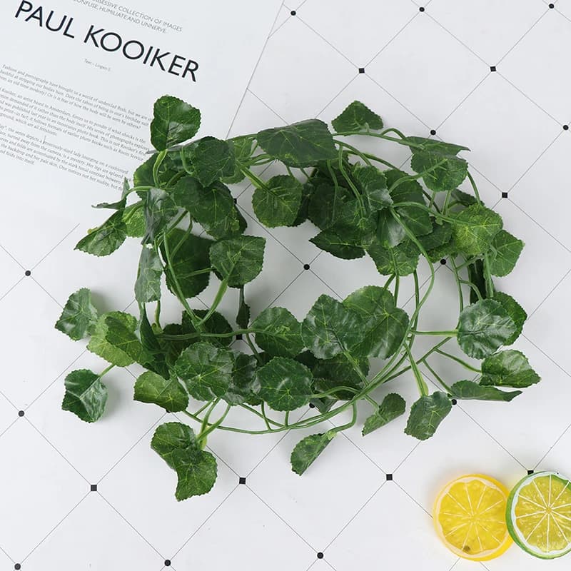 2.0M Artificial Vine With Green Leaves Real‑Looking Hanging Rattan Liana Fake Plant For Wall Garden Indoor Outdoor Decor Supplie